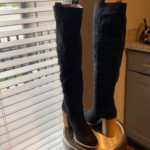 Knee high suede boot